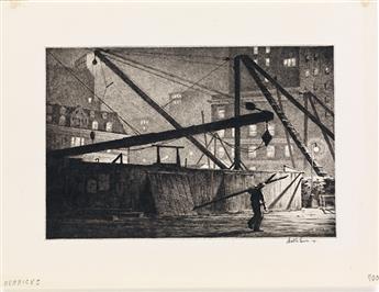 MARTIN LEWIS Derricks at Night.